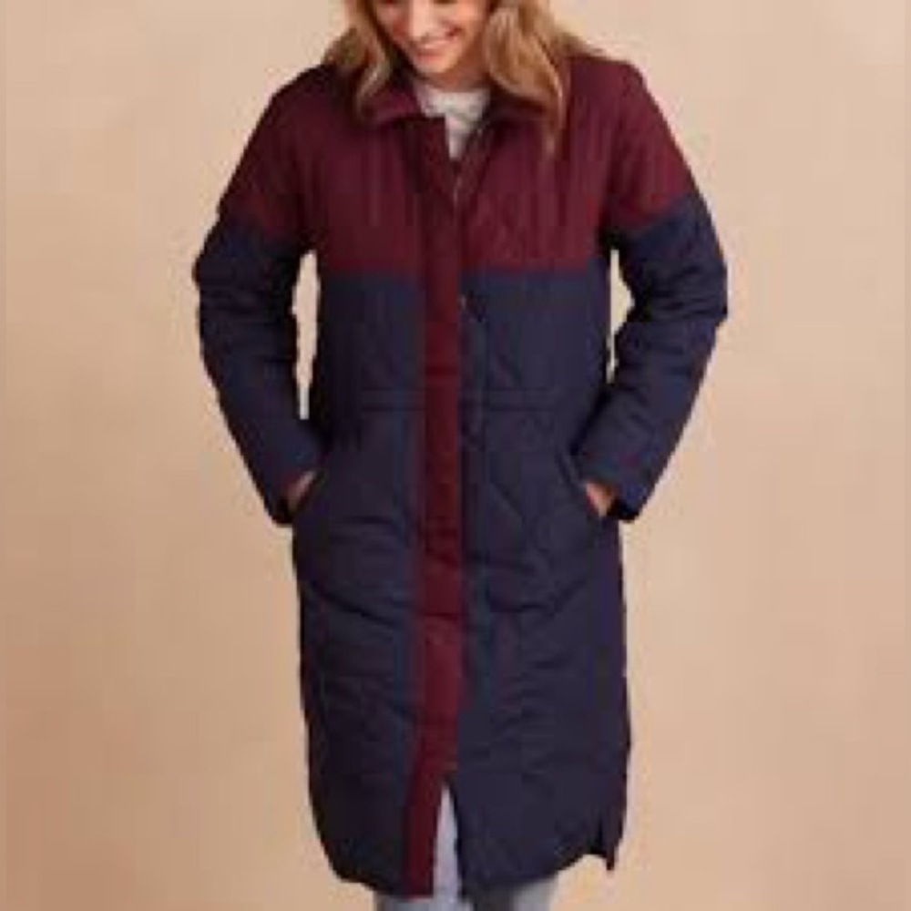 SUMMERSALT- long colorblock puffer coat black cherry - Picture 5 of 12